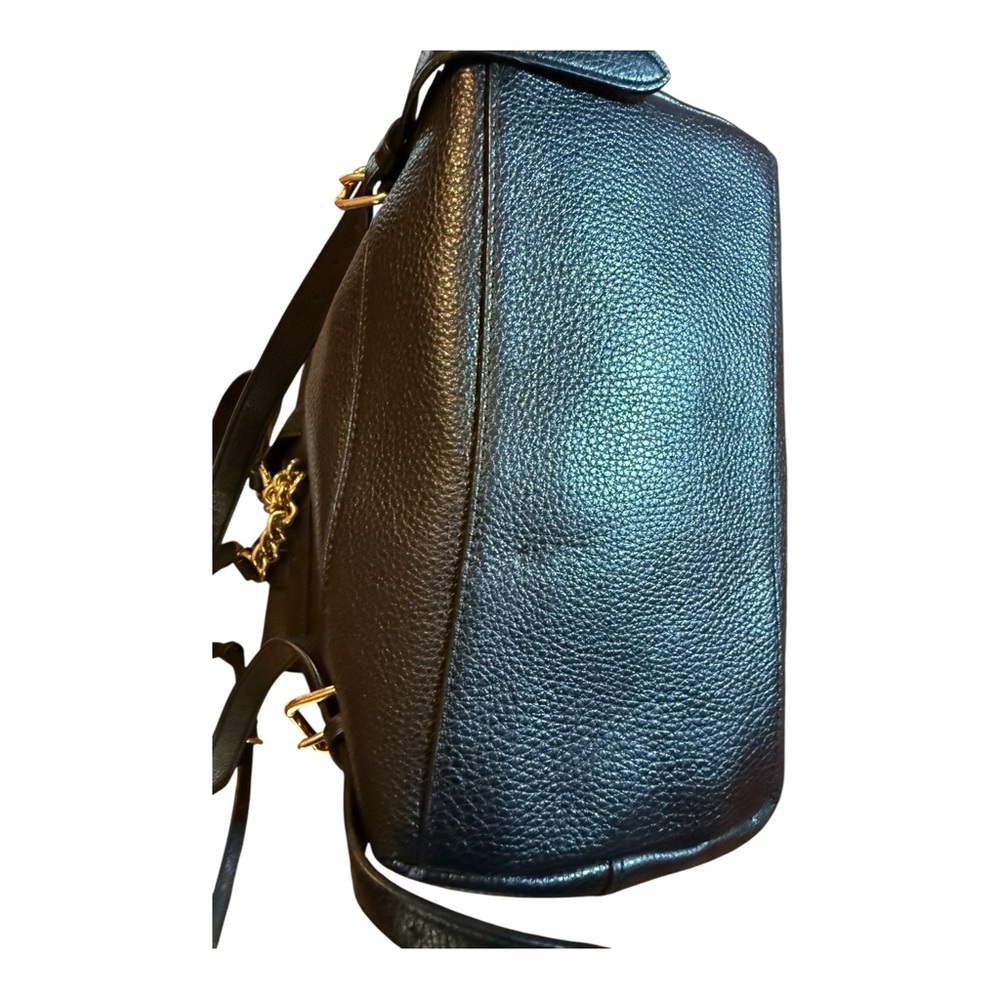 Coach Black Pebbled Leather Backpack with Gold Accents - Picture 4 of 10